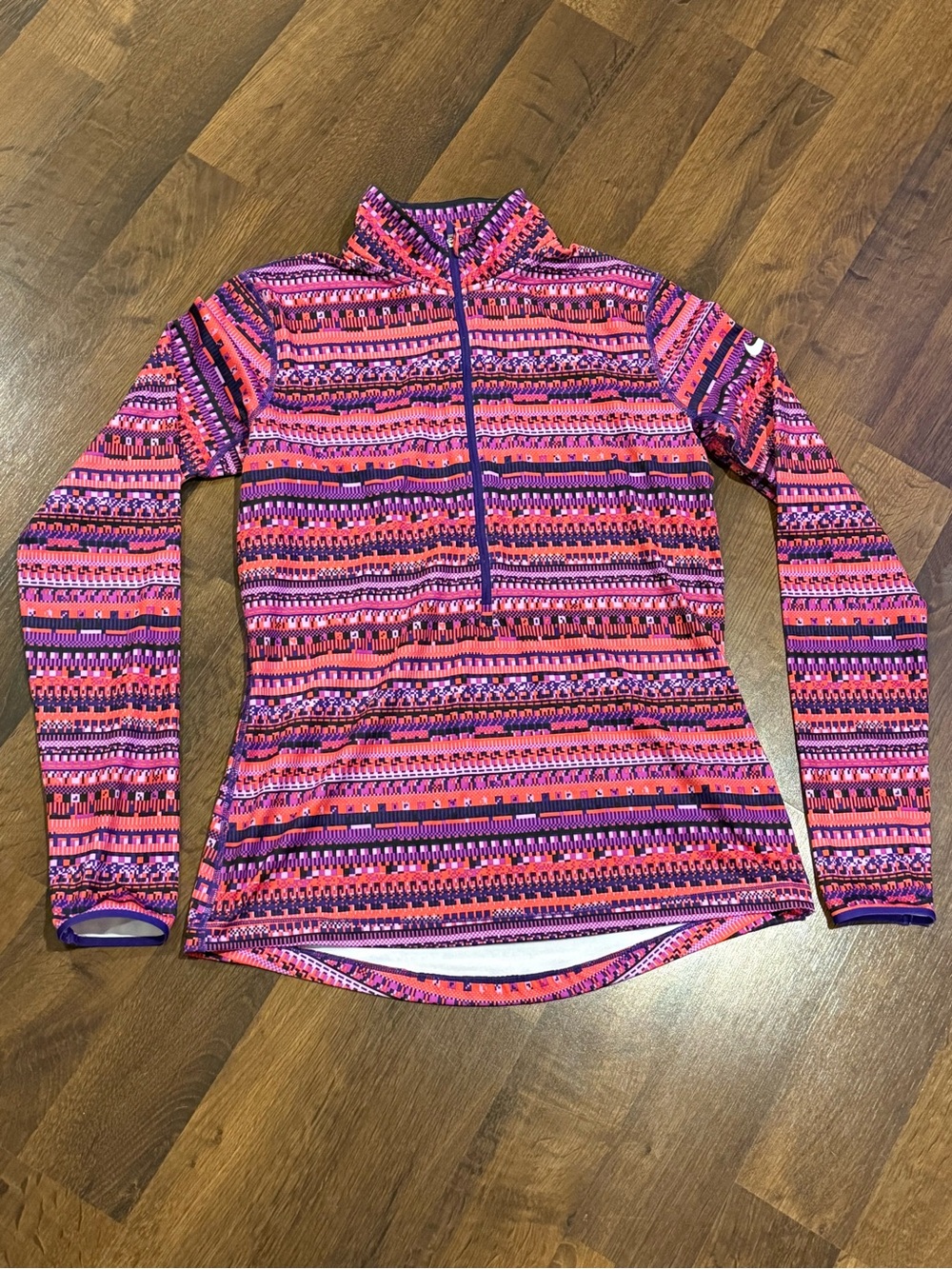 Nike Women’s Pink & Purple Patterned Half-Zip Ski Top
